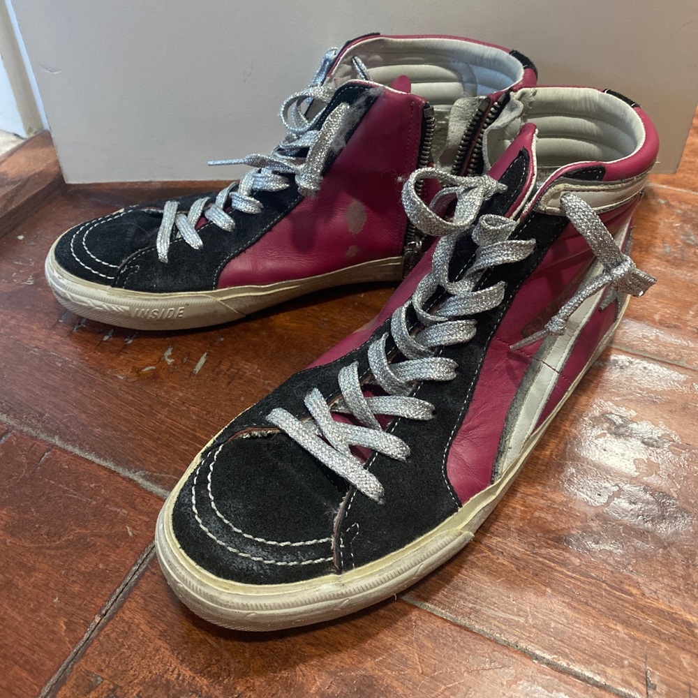 Dark Pink and Black GG Slide Sneakers